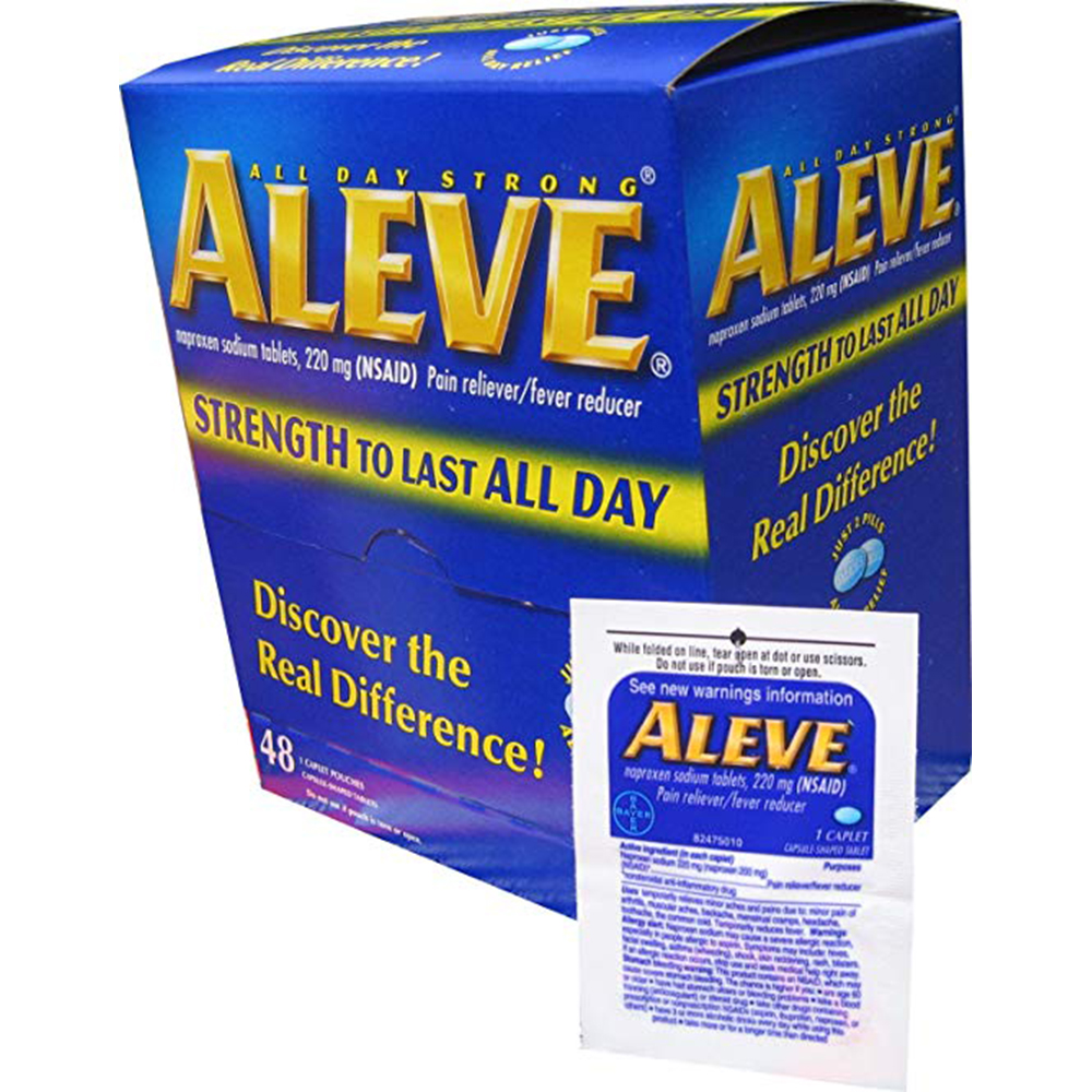 Aleve Naproxen Sodium Tablets 220 mg 48 1 Caplet Pouches (48 Tablets