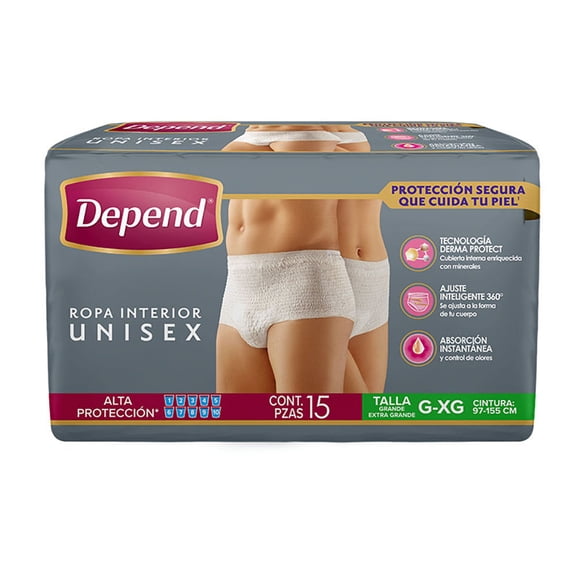 Ropa Interior para incontinencia Depend Unisex unisex grande 15 pzas