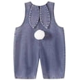 thumbnail image 4 of MUXiin Toddler Baby Easter Outfit Denim Overall Pants for Boys Girls Bunny Ear Romper with Pom Pom Tail Jeans Jumpsuit,3-6 Months,Blue, 4 of 7