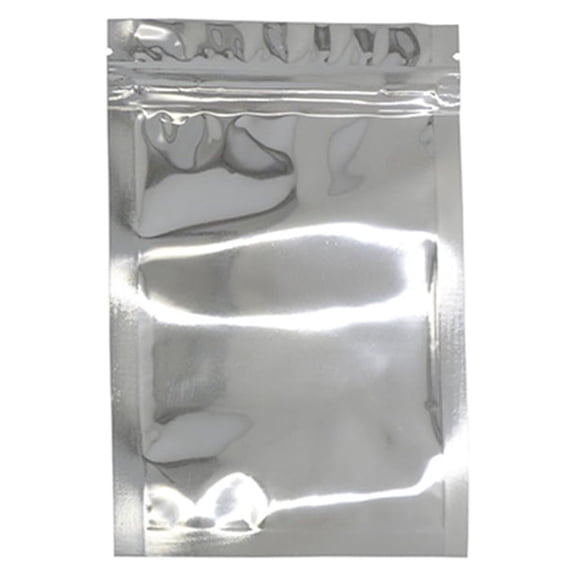 Bewildely Paquete de 100 piezas Bolsa de papel de aluminio Bolsas de paquete Ziplock para el hogar Plata 7.5x6.5cm Type2 NO2