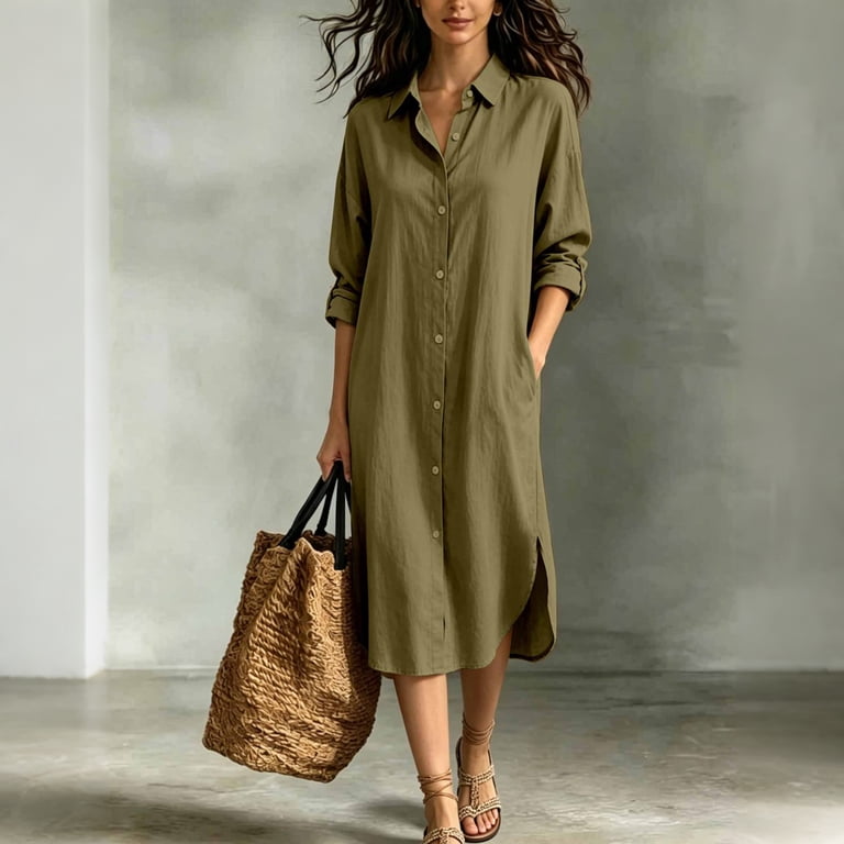 hemp cotton dresses V-neck hemp & organic cotton dress