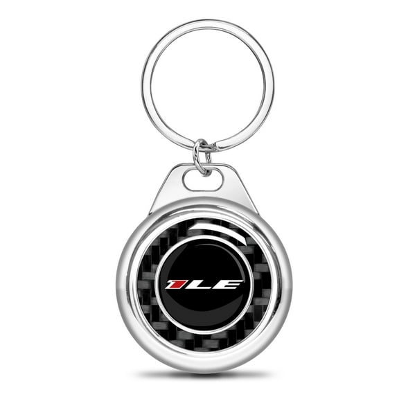 iPick Image for Chevrolet Camaro 1LE Real Black Carbon Fiber Chrome Roundel Metal Case Key Chain, Official Licensed