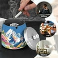 thumbnail image 4 of Yayeee Ashtray with Lid for Cigarette Smokeless Stainless Steel Home Ash Holder, Abstract Snow Mountain, 4 of 7