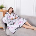 thumbnail image 5 of Oversized Wearable Blanket Hoodie,LightPurple Dinosaurs Flowers Pattern Sherpa Blanket Hoodie with Super Pockets,Super Warm Fuzzy Pullover for Women & Men, 5 of 6
