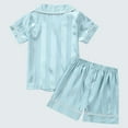 thumbnail image 4 of Little Boys Girls Pajamas 2 Piece Shorts Set Silk Button Down Loungewear Striped Pjs Kids Satin Sleepwear Green, 5 Years, 4 of 7