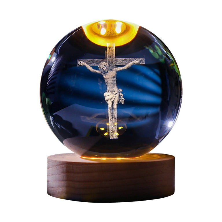 Religious Cross Crystal Award Trophy - 6"H Custom Engraved Plaque, Free Engraving Included