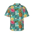 thumbnail image 4 of Xecao Pineapple print Hawaiian shirt - a stylish short-sleeve button-down for men, perfect for casual beach and tropical outings., 4 of 9