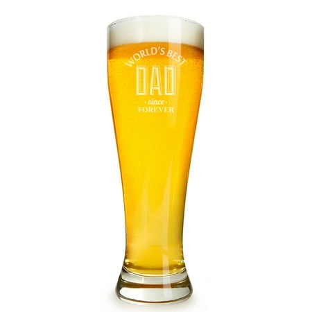 World's Best Dad Since Forever Engraved 16 ounce Beer Glass (Best Beer Glasses In The World)