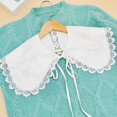 thumbnail image 2 of Women Pastoral Style White for Doll Detachable Collar Shawl Embroidery Plaid Lace Scalloped Trim Scarf Lace-Up Bowknot Solid Color Capelet Poncho, 2 of 4