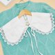 thumbnail image 2 of Women Pastoral Style White for Doll Detachable Collar Shawl Embroidery Plaid Lace Scalloped Trim Scarf Lace-Up Bowknot Solid Color Capelet Poncho, 2 of 4