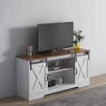 thumbnail image 4 of TV Stand Sliding Barn Door Modern & Farmhouse Wood Entertainment Center, Storage Cabinet Table Living Room with Adjustable Shelves for TVs Up to 65", Distressed White & Rustic, 4 of 7