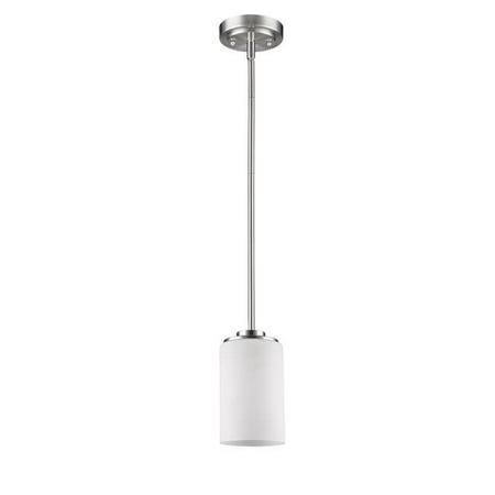 

6.5 x 5 x 5 in. Addison 1-Light Satin Nickel Pendant with Etched Glass Shade