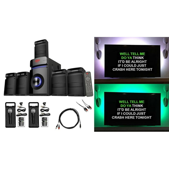 Rockville Bluetooth Home Theater Karaoke Machine System w/5.25" Subwoofer LED'S