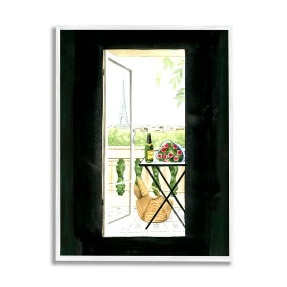 Stupell Industries Parisian Room Entryway Classic European Balcony Opening Travel & Places Painting White Framed Art Print Wall Art, 11 x 14