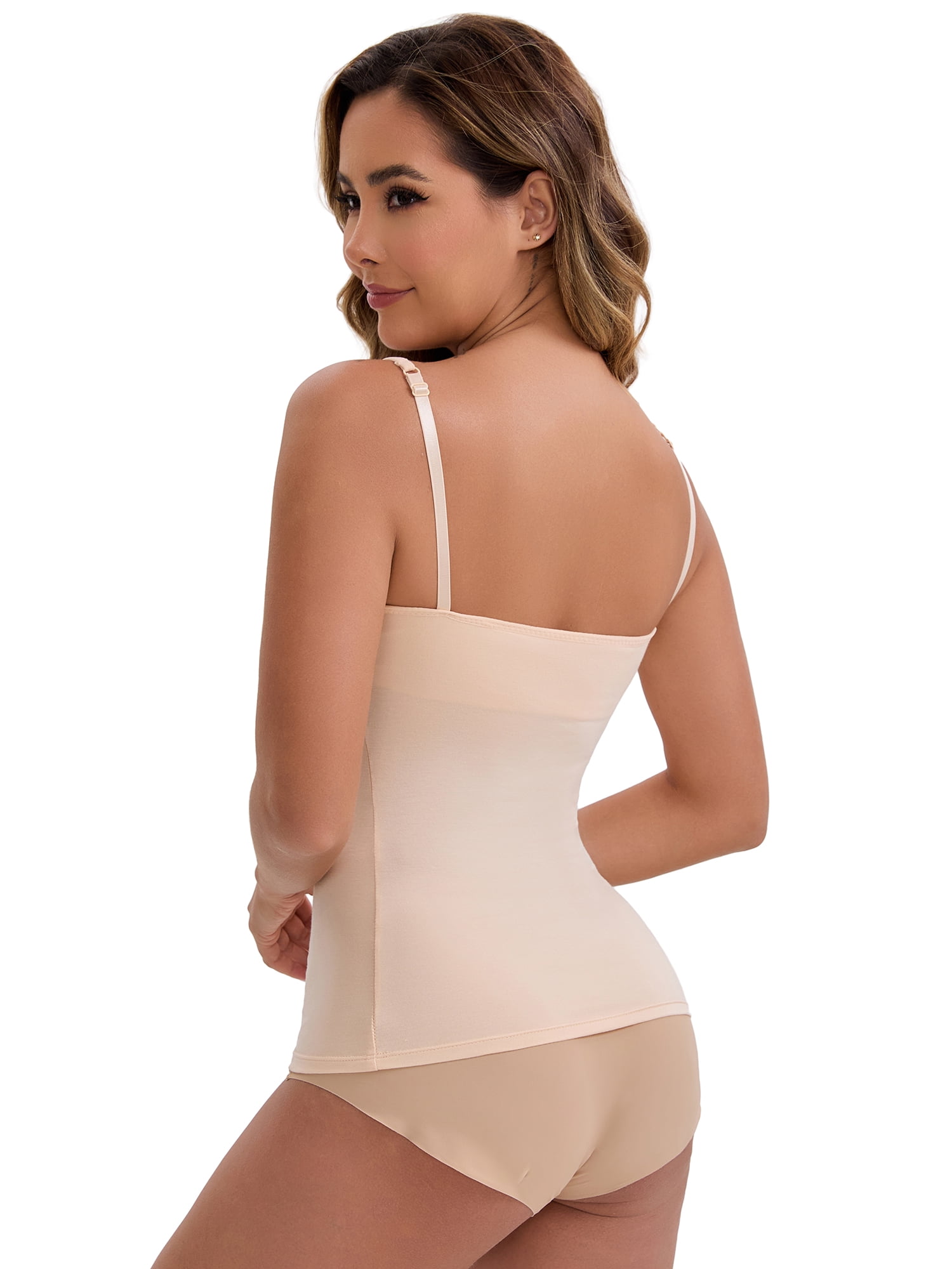 DARING DIVA Women's Padded Tank Top Round Neck Casual Camisole XL 2 Apricot