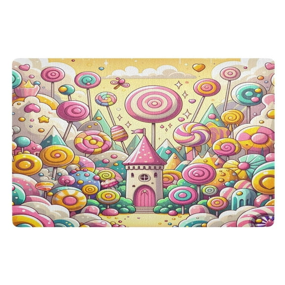 Ryvnso Sweet Candy Castle Door Mats Outdoor Indoor Entrance Low Profile Floor Rugs 32"x20" Carpet