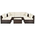 thumbnail image 2 of Gymax 6PCS Rattan Outdoor Sectional Sofa Set Patio Furniture Set w/ White Cushions, 2 of 10
