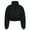 Black, variant on Womens Winter Plus Size Coats Solid Cropped Puffer Quilted Zip UP Puffy Bubble Stand Up Collar Zipper Elastic Black Outerwear Jacket (M)