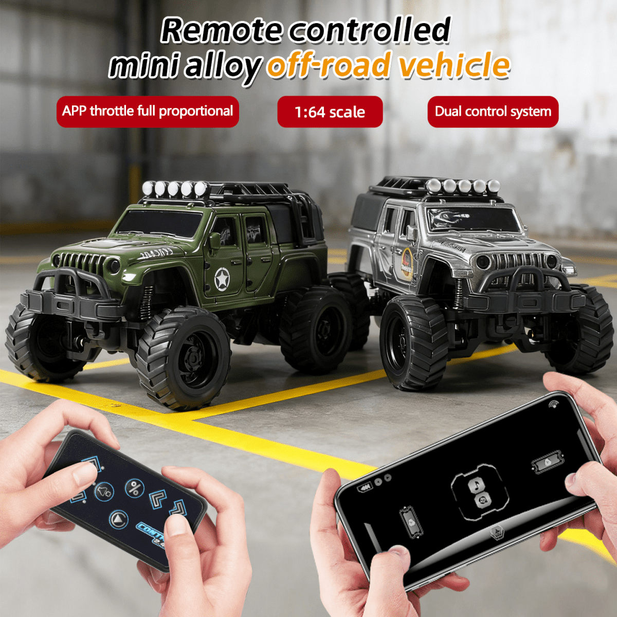 Alloy Remote Control Truck for Kids, 1:64 Mini RC Car with Wooden Bridge for Boys Girls Off-Road Vehicle Racing & Birthday Gifts(Grey)