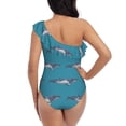thumbnail image 5 of Pofeuu Cartoon Whale Print Women's One Piece Swimsuits One Shoulder Swimwear Asymmetric Ruffle Monokinis Bathing Suits-X-Large, 5 of 6