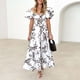 thumbnail image 1 of WILLBEST Vestidos de Verano para Mujer, Modernos, Bohemios, con Estampado Floral, Cuello Redondo, Manga Corta, Cuello En V, Vestido Largo Extra Grande, 1 of 3