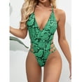 thumbnail image 2 of Aoochasliy Swimsuit Clearance Women One-Piece Snake Print Bikini Push-Up Pad Swimwear Hollow Out Swimsuit Beachwear, 2 of 7