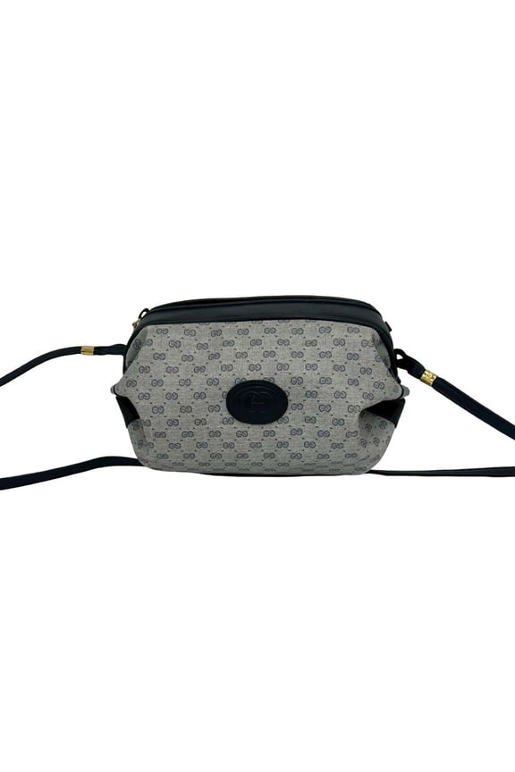 Pre-Owned GUCCI Vintage Old Gucci Micro GG Logo Hardware Leather Mini Shoulder Bag Pouch Navy...
