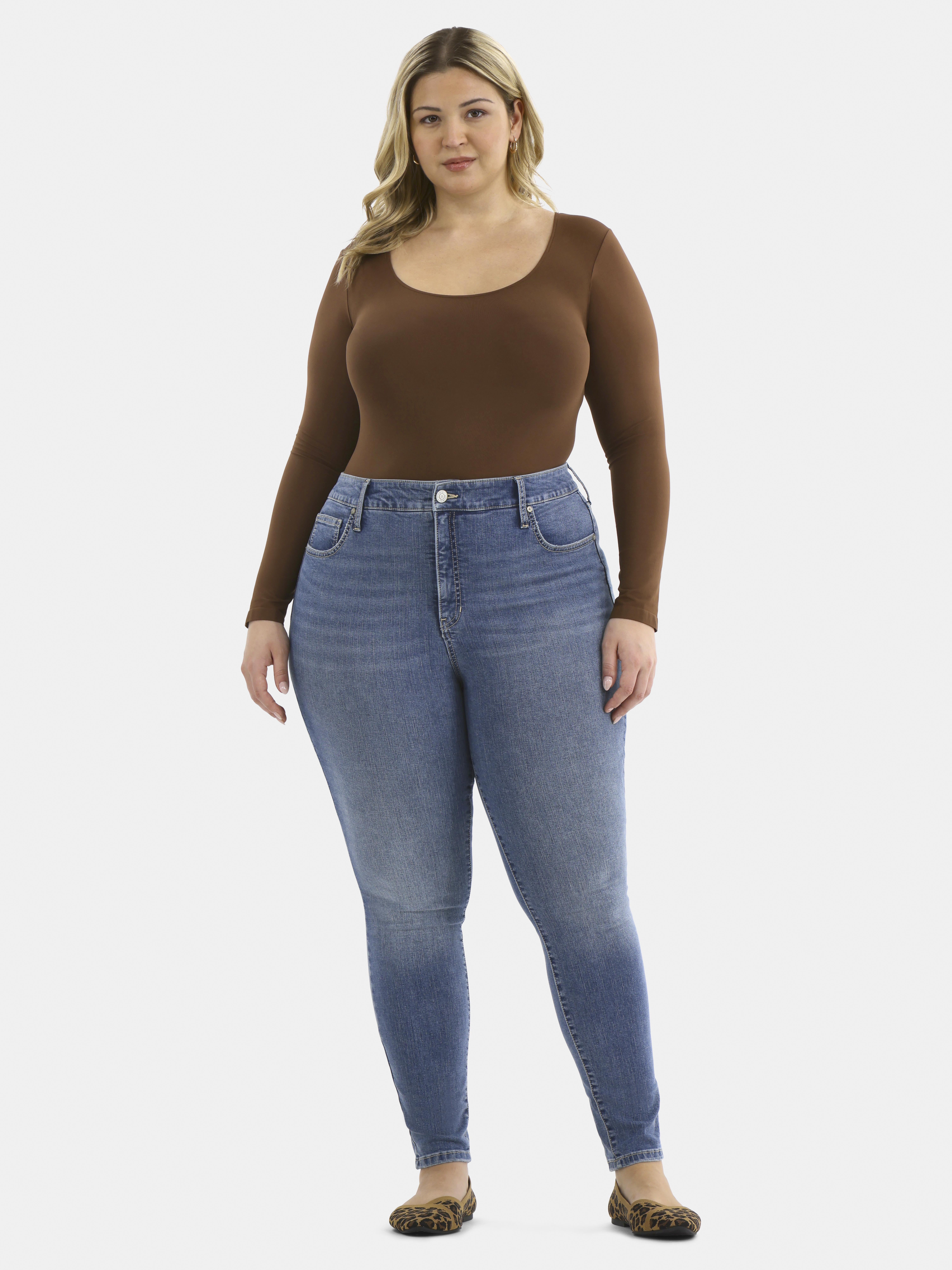 Terra & Sky Women's Plus Size Skinny High Rise Jeans, Sizes 16W-26W