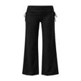 thumbnail image 6 of Fold Over Yoga Pants For Women Wide Leg High Waist Gym Stretch Fall Lounge Gaucho Pants | Breathable High Waistband Tummy Control Workout Pants Black L, 6 of 8