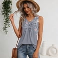 thumbnail image 4 of Womens Tank Tops V Neck Basic Solid Color Casual Flowy Summer Sleeveless #01Gray XL, 4 of 6