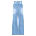 thumbnail image 6 of SDNall Ripped Jeans High Rise Wide Leg Jeans for Women Casual Trousers Solid Loose Jeans with Pocket (S-2XL,Light Blue), 6 of 9