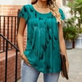 thumbnail image 4 of Camisetas con estampado de cuello redondo para mujer Elegantes camisetas informales de primavera y verano con cuello en V y manga Ruck Blusa Tops Camisa de manga corta OAVQHLG3B Store  lin121212, 4 of 5