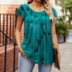 thumbnail image 4 of Camisetas con estampado de cuello redondo para mujer Elegantes camisetas informales de primavera y verano con cuello en V y manga Ruck Blusa Tops Camisa de manga corta OAVQHLG3B Store  lin121212, 4 of 5