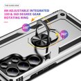 thumbnail image 3 of ELEHOLD Hybrid Rugged Case for Samsung Galaxy S25 Ultra Full Body Protection with Metal Magnetic 360° Rotating Ring Holder Kickstand Shockproof Heavy Duty Case for Samsung Galaxy S25 Ultra,Silver, 3 of 6