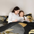 thumbnail image 4 of Castle Fairy Tropical Leaf Art Full Size Comforter Sets 3 Pieces for Adults, Gold Print Bedding Sets for Bedroom, Black Gold,Black Reversible, 4 of 6