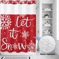 thumbnail image 4 of No Hook Shower Curtain with Built-in Rings - Let It Snowflakes Washable Waterproof Fabric Bathroom Curtains for Hotel,Rentals, 72 X 84 Inch Extra Long , Red White Christmas, 4 of 9
