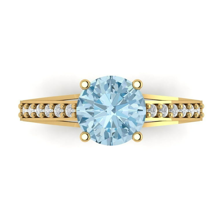 アベリ9 2.21 ct Brilliant Round Cut VVS1 Clear Zircon 18K Yellow