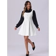 thumbnail image 4 of DARING DIVA Sleeveless Square Neck Button Plaid A-Line Tweed Dress M White, 4 of 6