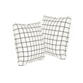 thumbnail image 6 of Amelia Outdoor Modern Grid 17.75" Water Resistant Fabric Square Cushions, Set of 2, White, Black, 6 of 6