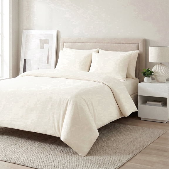 DCSKY Full Size Egyptian Cotton Duvet Cover Set , Cloud Like Comfort , 80x90 Inch 3-Piece Milk White