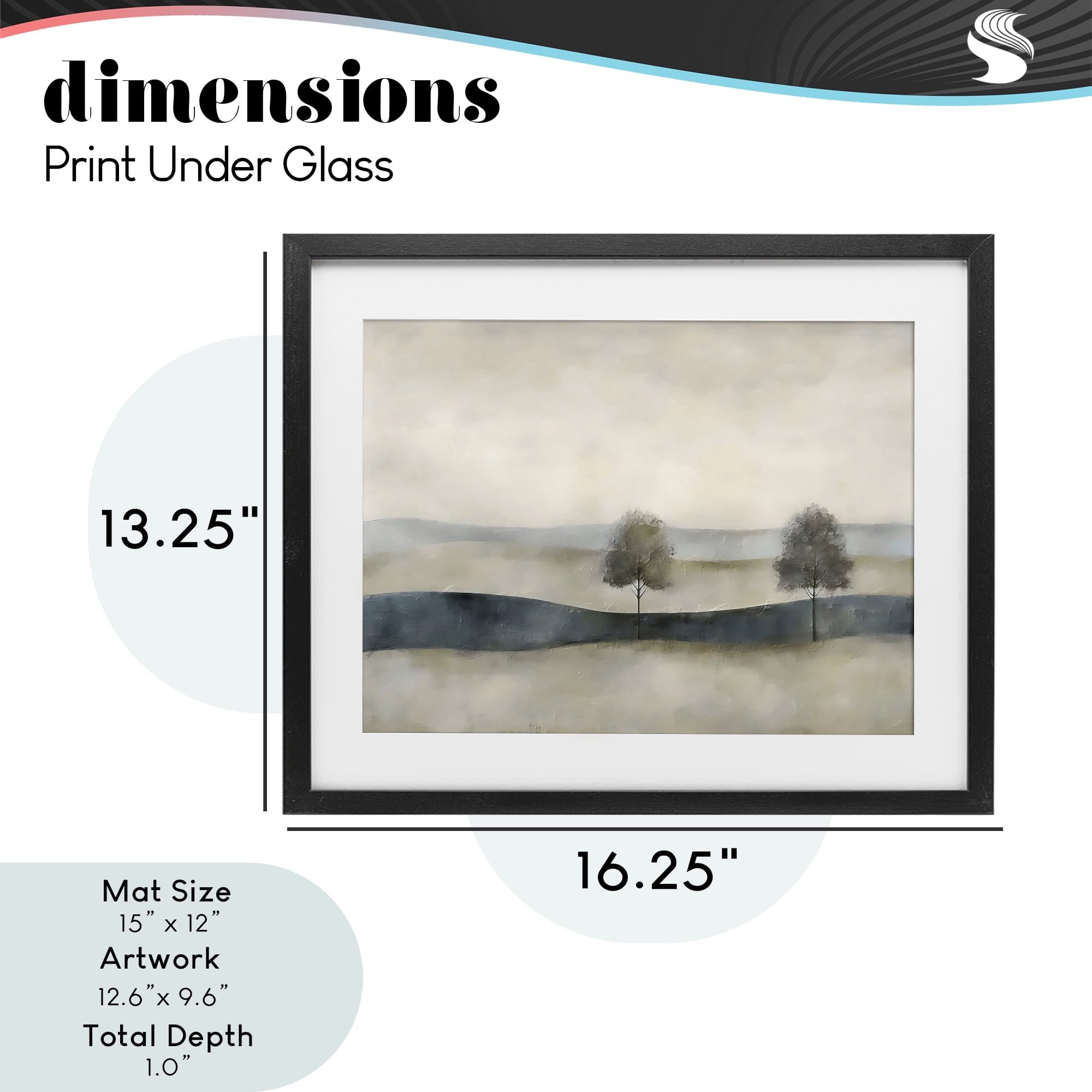 Stupell Industries Muted Horizon with Trees Black Framed Print Under Glass, design by Riley B