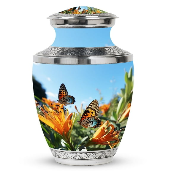 Purple Butterfly Cremation Urn for Ashes Adult Male, Funeral Cremation Urns for Ashes, Large Burial Urns for Human Ashes Adult Female, Decorative Urns for Ashes Adult Male, LargeUrn 10 Inch