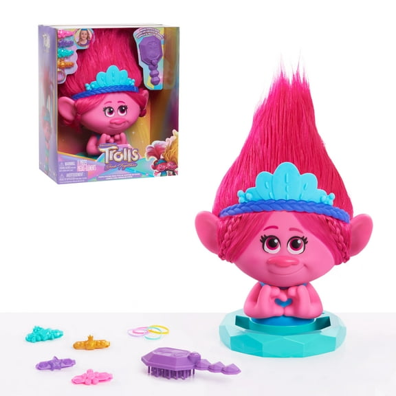 DreamWorks Trolls Band Together Poppy Styling Head, 11-pieces, Pink, Kids Toys for Ages 3 up