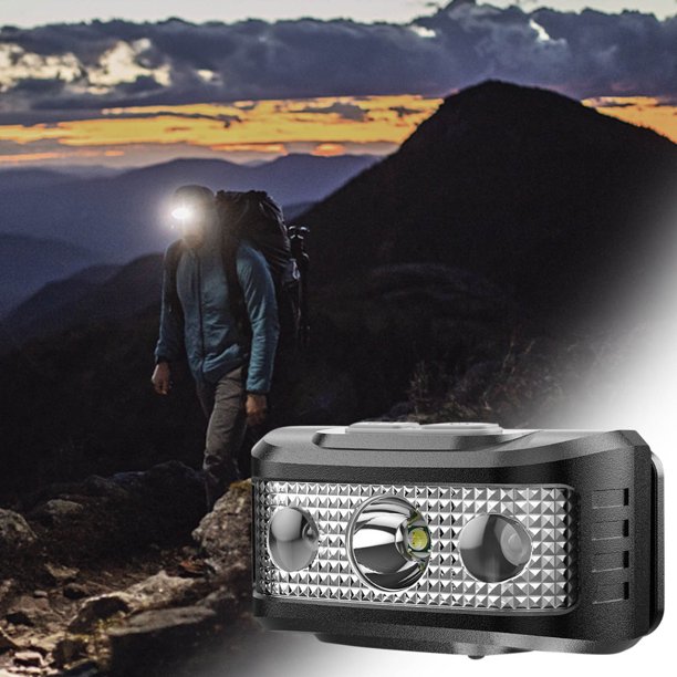 Fiudx Linterna Frontal de Inducción Superbrillante, Haz Ajustable y Ajuste Cómodo, Diseño Ligero y Portátil, Ideal para Pesca Nocturna y Aventuras Al Aire Libre, Recargable, Potencia de 3 W, Material