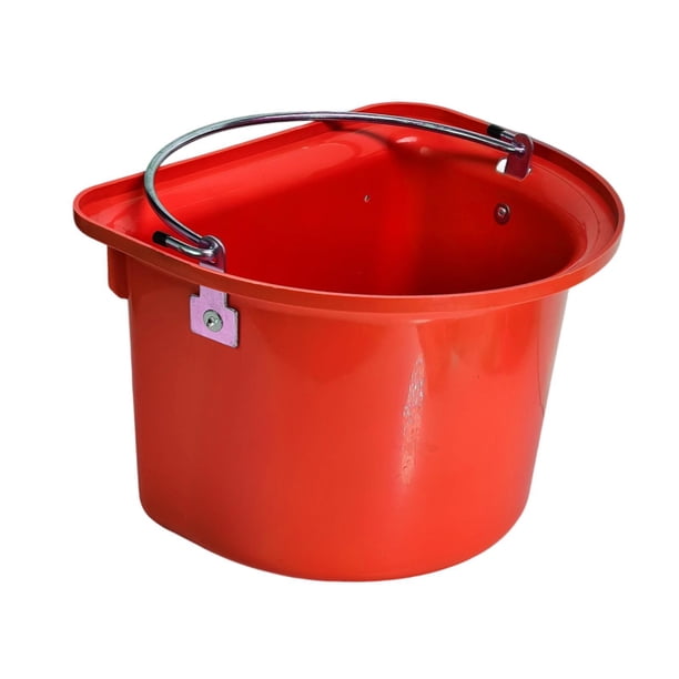 Comedero para caballos tipo cubo, fácil de limpiar, resistente, para granja y uso exterior. Rojo