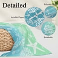 thumbnail image 2 of Teal Blue Ombre Coastal Pillow Covers, Linen Long Throw Pillow Case, Sea Nautical Summer Beach Starfish Coral Holiday Pillow Protector Decorative Cushion Cover for Living Room/Bedroom 20" x 30", 2 of 8