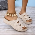 thumbnail image 5 of Rokment Womens Wedges Slides Sandals Comfortable Orthopetic Leather Memory Foam Arch Support Platform Walking Slip on Beach Summer Dress Slippers Beige Size 6, 5 of 8