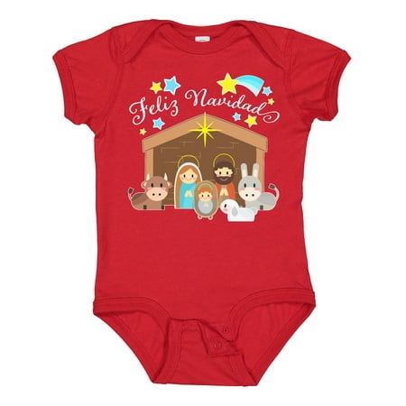

Inktastic Feliz Navidad Cute Nativity Scene Gift Baby Boy or Baby Girl Bodysuit