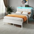 thumbnail image 2 of Satifur Full Bed Frames with LED Lights & Charging Station, Platform Bed with Metal Slats, Headboard with 2-Tier Storage Shelves, No Box Spring Needed, White, 2 of 11