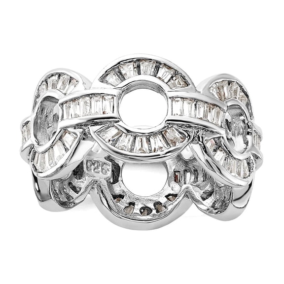 925 Sterling Silver Polished Cubic Zirconia Ring Size 6 11mm Wide Ring for Women